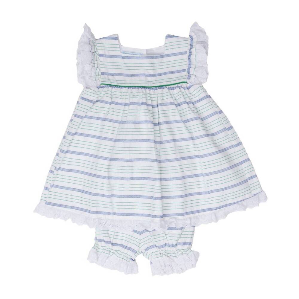 NEW THE OAKS APPAREL girl's gabby stripe bloomer set in green/blue